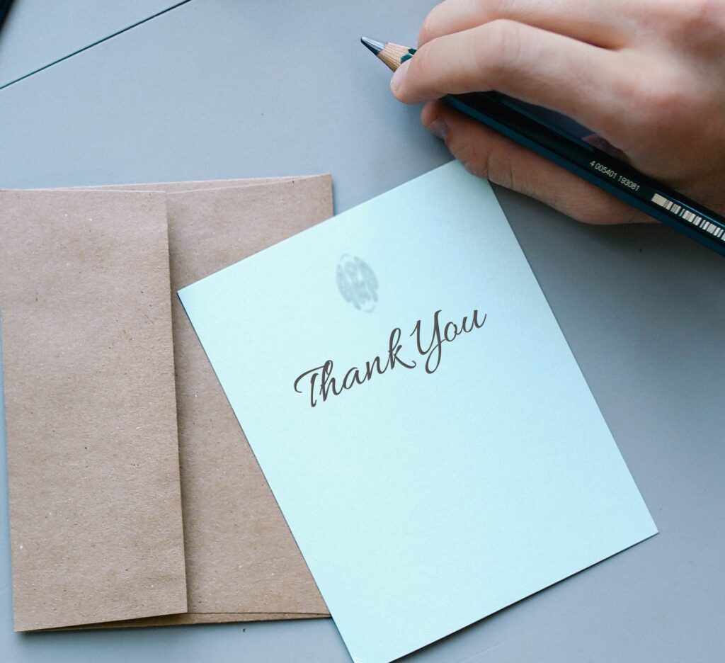 An image of a thank you letter